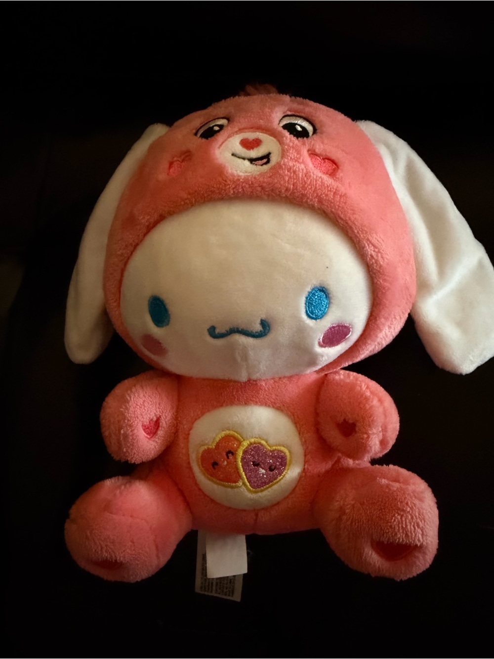 Care Bears Pink Bunny Plush with White Face and Blue Features
